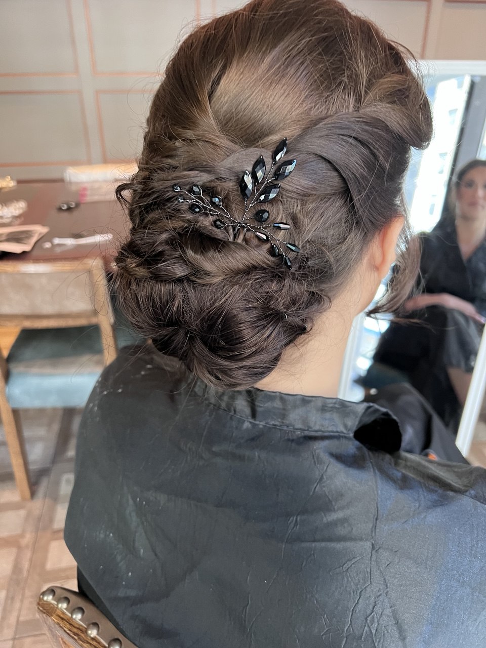 Bridal Elegant Low Bun with Crystal Pin