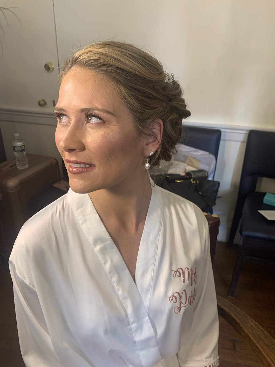 Bridal Hair & Makeup — Textured Updo with Crystal Pin