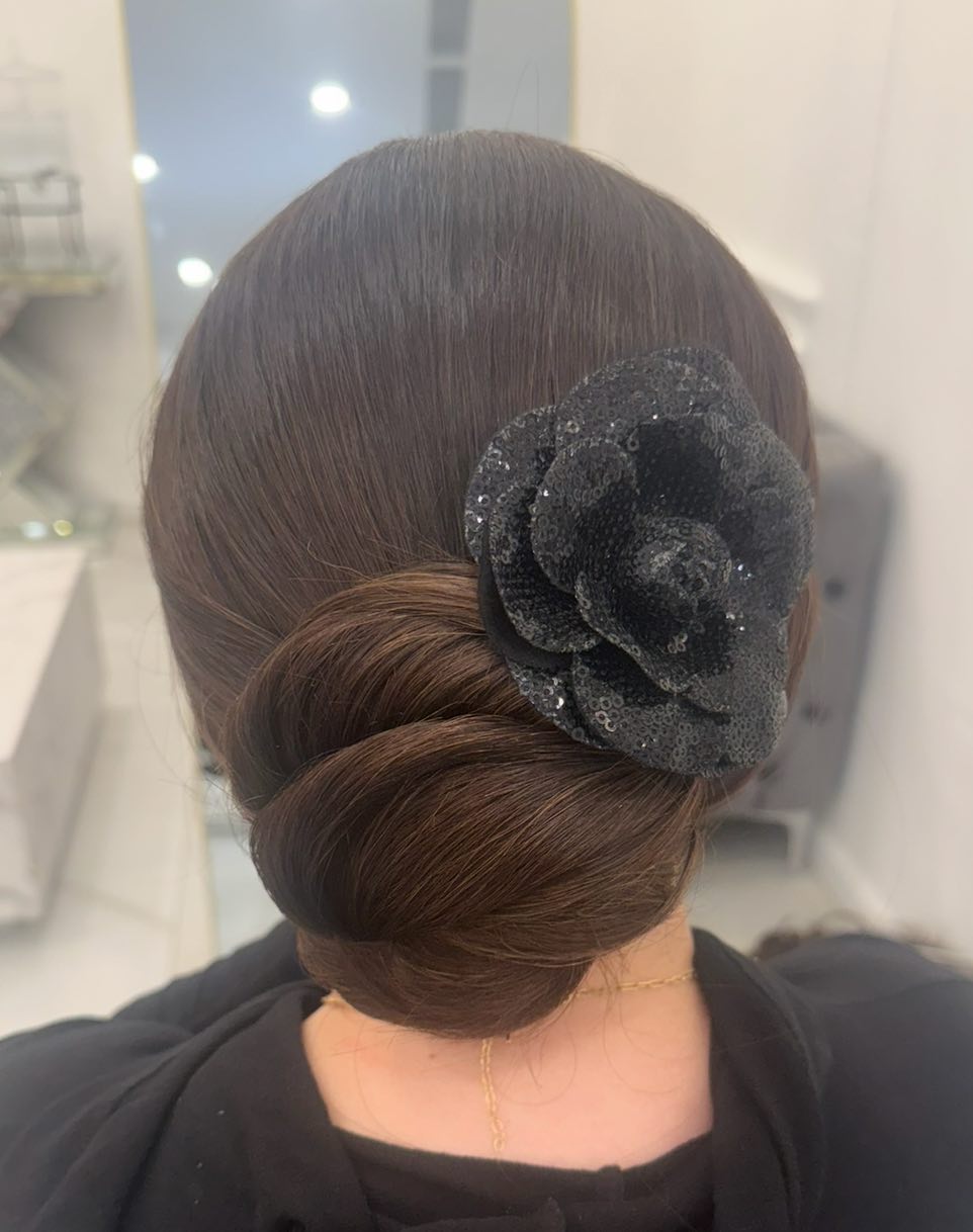 Bridal Party — Chignon with Sequin Flower
